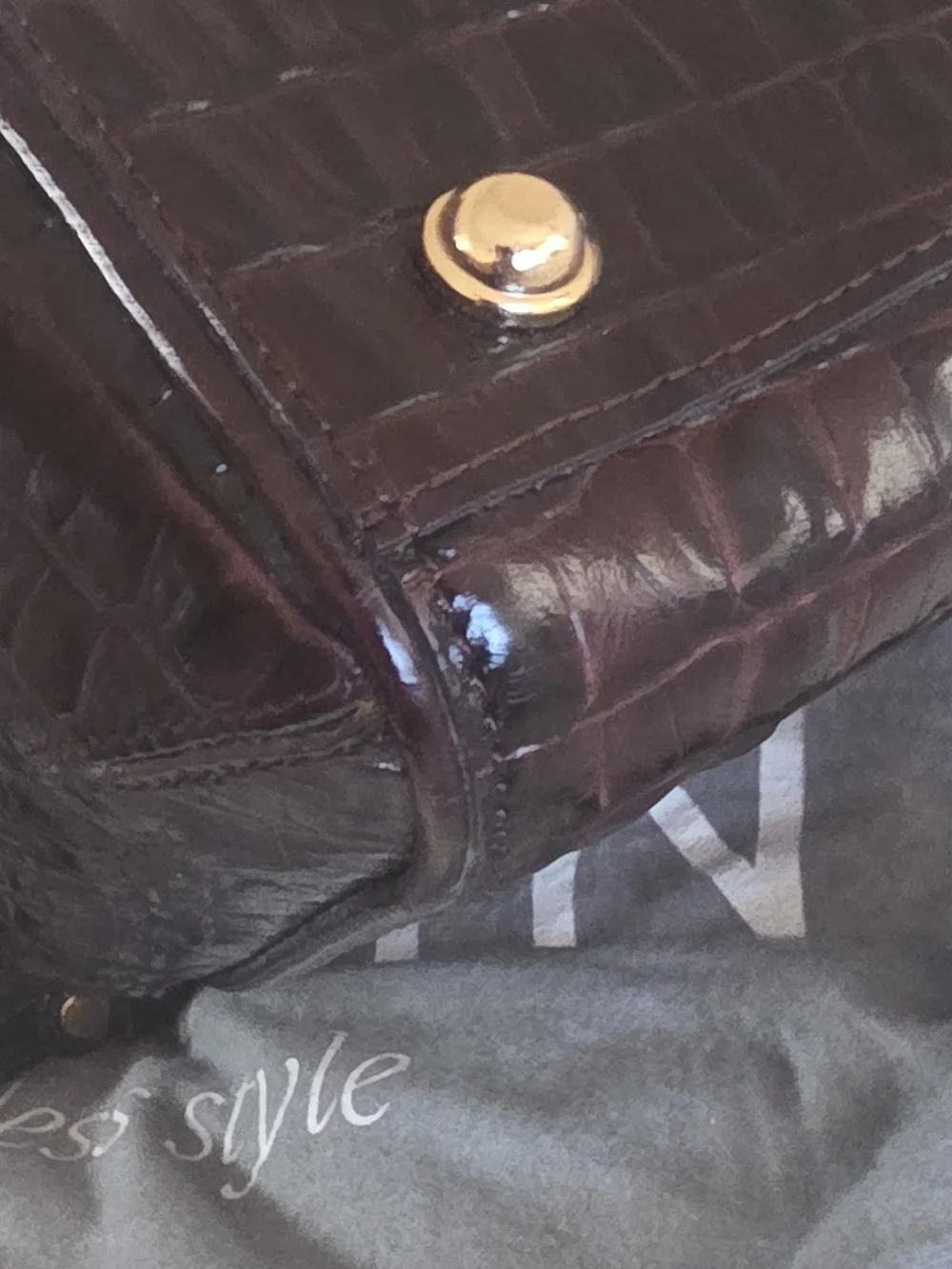 Brahmin Black Croc-Embossed Women's Satchel Bag - Gold Hardware